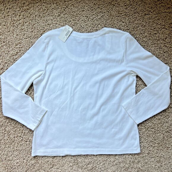 Chicos NWT Long Sleeve Round Neck T Shirt Womens Size 3 White Stretch Classic - Picture 6 of 8